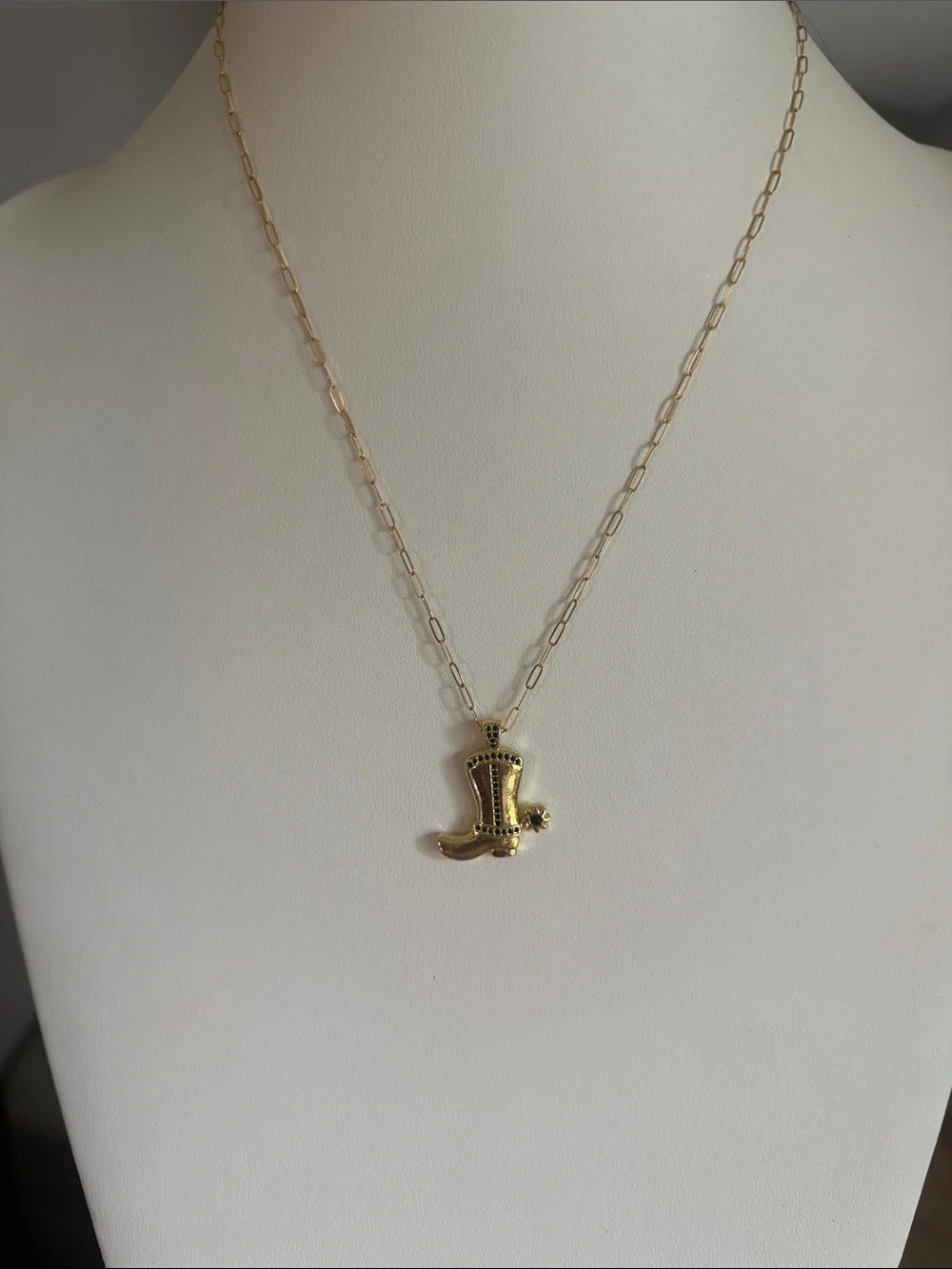 Gold Cowboy Boot Pendant Necklace - Women's Jewelry